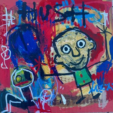 Painting HUSH by Zaïdi Larbi | Painting Raw art Acrylic, Pastel, Posca
