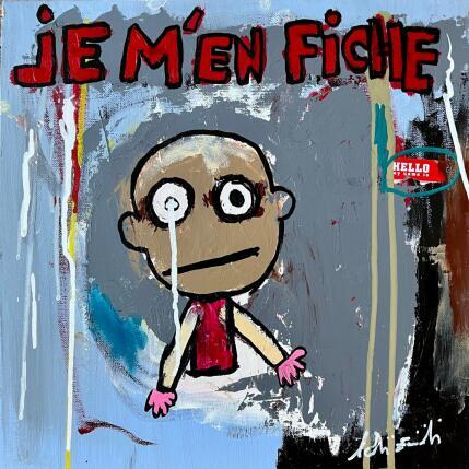 Painting JE M’EN FICHE  by Zaïdi Larbi | Painting Raw art Acrylic, Pastel, Posca