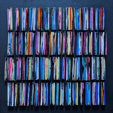 Painting Bc20 street ocre rouge bleu by Langeron Luc | Painting Subject matter Acrylic, Resin, Wood