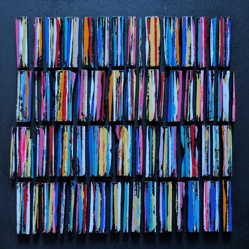 Painting Bc20 street ocre rouge bleu by Langeron Luc | Painting Subject matter Acrylic, Resin, Wood
