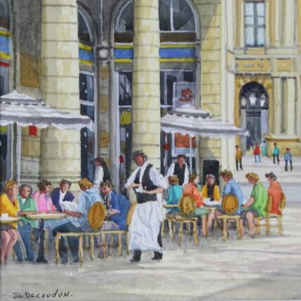 Painting Le café Nemours, palais royal de Paris by Decoudun Jean charles | Painting Figurative Watercolor Pop icons, Urban