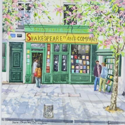 Painting Shakespeare and co by Decoudun Jean charles | Painting Figurative Watercolor Urban