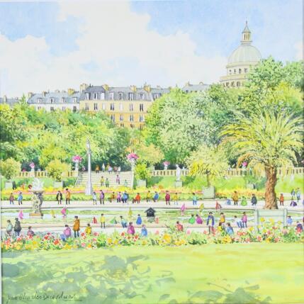 Painting Paris, les jardins du Luxembourg by Decoudun Jean charles | Painting Figurative Watercolor Urban