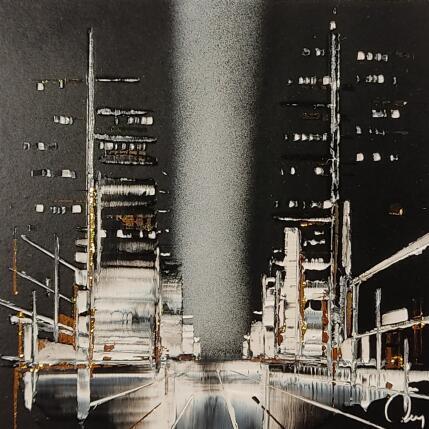 Peinture Night Cityscape par Rey Julien | Tableau Figuratif Feuille d'or