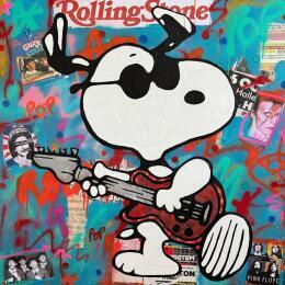 Painting Snoopy rock by Kikayou | Painting Pop-art Acrylic, Gluing, Graffiti Pop icons