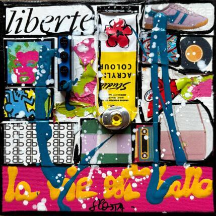 Painting La vie est belle ! by Costa Sophie | Painting Pop-art Acrylic, Gluing, Upcycling