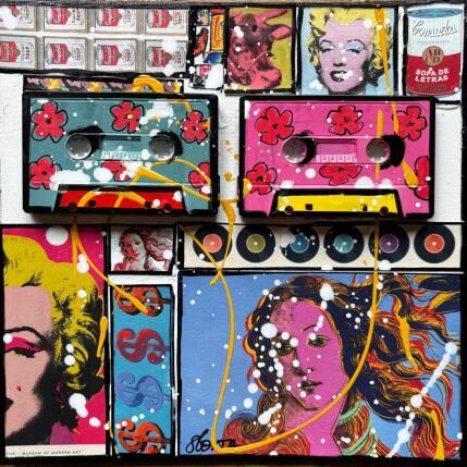 Painting POP K7 by Costa Sophie | Painting Pop-art Acrylic, Gluing, Upcycling Pop icons