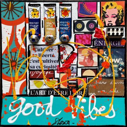 Painting Good Vibes by Costa Sophie | Painting Pop-art Acrylic, Gluing, Upcycling