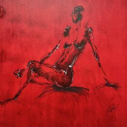 Painting Camille by Sahuc François | Painting Figurative Acrylic, Ink Minimalist, Nude