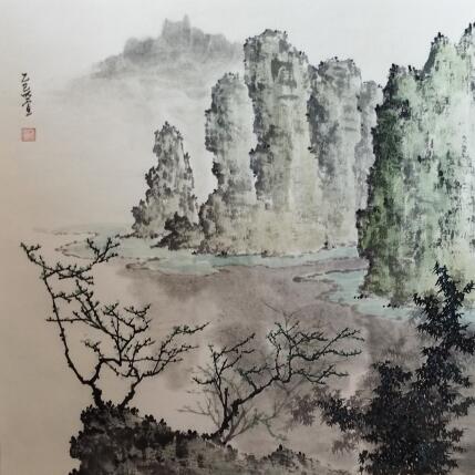 Peinture Spring river par Du Mingxuan | Tableau Figuratif Aquarelle, Encre Paysages