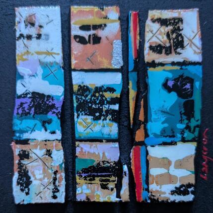 Painting Bc5 patchwork ocre bleu by Langeron Luc | Painting Subject matter Acrylic, Resin, Wood