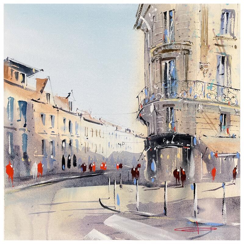 Painting Accompagnes moi dans les rues enchantées de Lille by Bailly Kévin  | Painting Figurative Ink, Watercolor Architecture, Urban