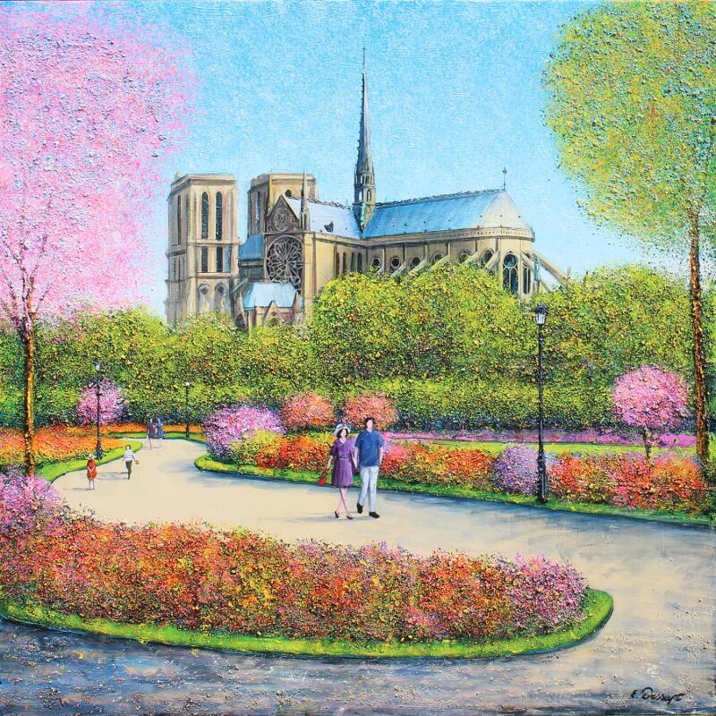 Painting Le jardin fleuri de notre-dame by Dessapt Elika | Painting Impressionism Acrylic, Sand