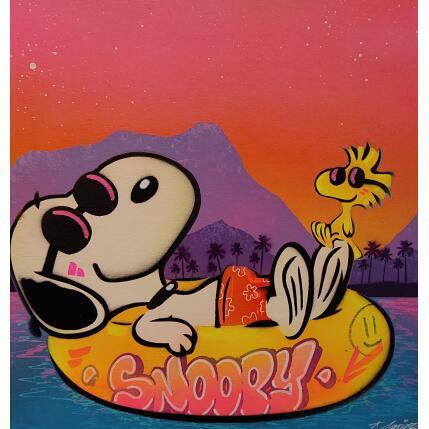 Painting Fin de journée sur l'eau by Kedarone | Painting Pop-art Acrylic, Graffiti Pop icons