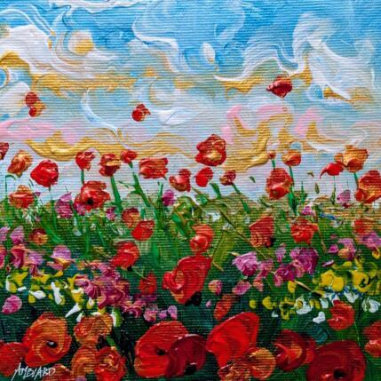 Painting Petites fleurs des champs et coquelicots by Amblard Florence | Painting Impressionism Acrylic Nature, Pop icons