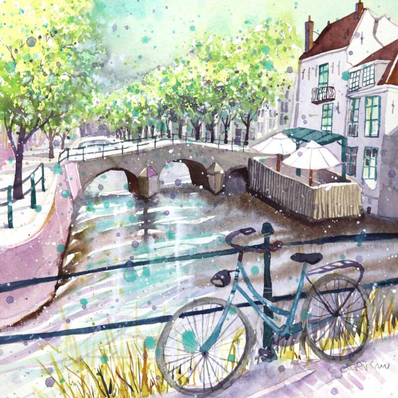 Painting NO. 25141 THE HAGUE SMIDSWATER by Thurnherr Edith | Painting Realism Watercolor Urban