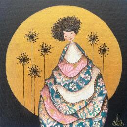 Painting Aimée by Blais Delphine | Painting Figurative Acrylic, Gluing Child, Pop icons