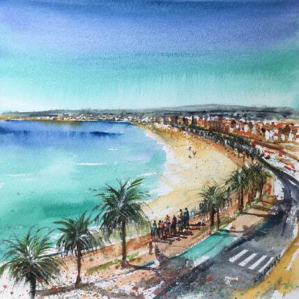 Painting Nice vive la promenade des anglais  by Hoffmann Elisabeth | Painting Figurative Watercolor Urban