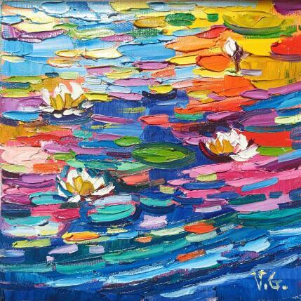 Painting Water lilies in my way by Georgieva Vanya | Painting Figurative Oil Landscapes, Pop icons