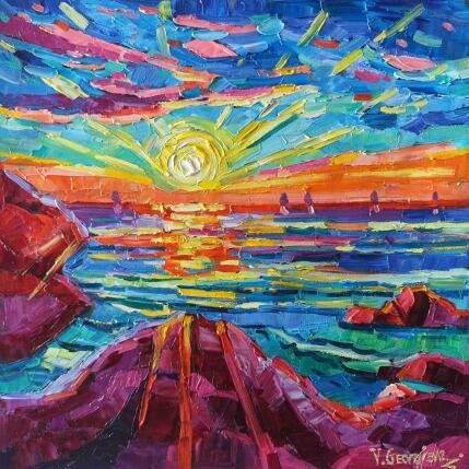 Painting Magical rays by Georgieva Vanya | Painting Figurative Oil Landscapes