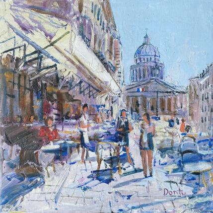 Painting Café Panthéon by Dontu Grigore | Painting Figurative Oil Urban