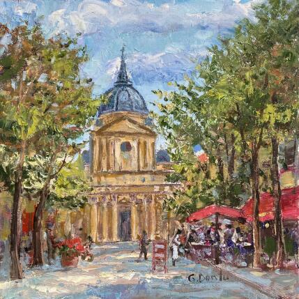 Painting Le café sur la place de La Sorbonne  by Dontu Grigore | Painting Figurative Oil Urban