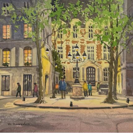 Painting Emilie in Paris by Decoudun Jean charles | Painting Figurative Watercolor Pop icons, Urban