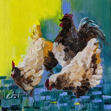 Painting Les poulettes  by CLOT | Painting Figurative Oil Animals