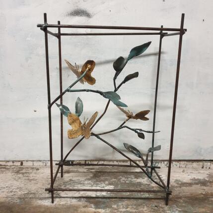 Sculpture papillons en cage by Eres Nicolas | Sculpture Figurative Metal Animals