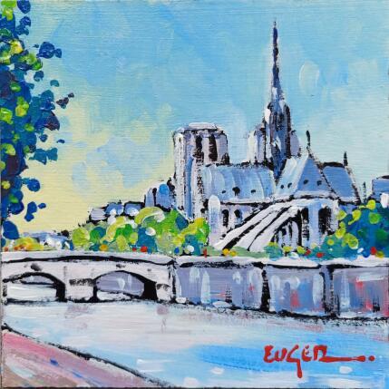 Painting NOTRE DAME DE PARIS by Euger | Painting Figurative Acrylic Landscapes, Life style, Urban