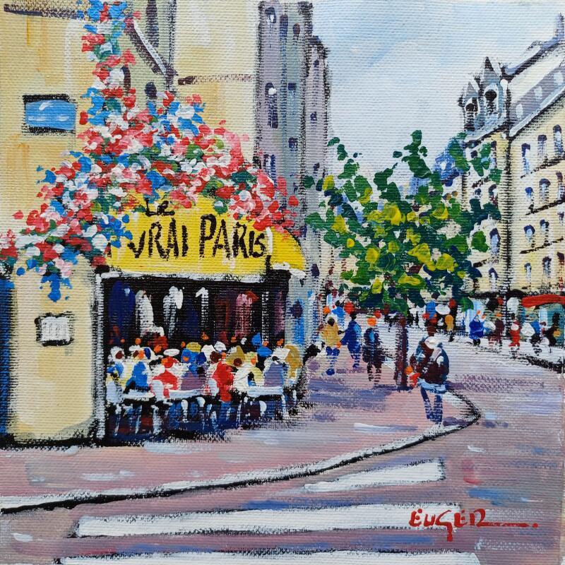 Painting RUE DES ABBESSES A MONTMARTRE by Euger | Painting Figurative Acrylic Life style, Pop icons, Society, Urban
