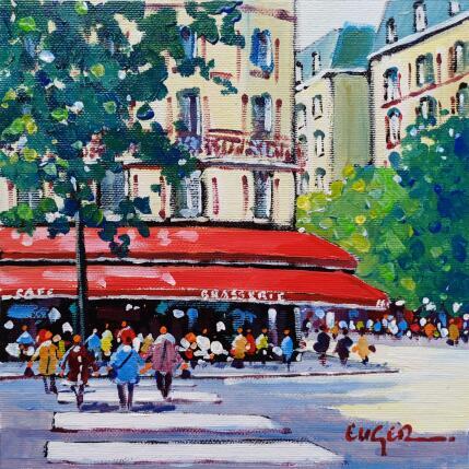 Painting  BRASSERIE BOULEVARD HAUSSMANN by Euger | Painting Figurative Acrylic Life style, Pop icons, Society, Urban