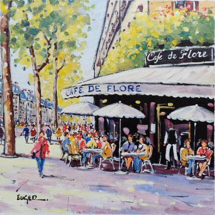 Painting AU CAFE DE FLORE EN ETE by Euger | Painting Figurative Acrylic Life style, Society, Urban