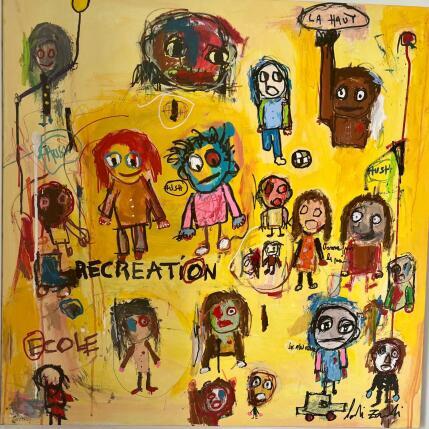 Painting RÉCRÉATION  by Zaïdi Larbi | Painting Raw art Acrylic, Pastel, Posca