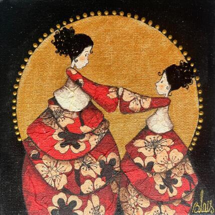 Painting Maud et Lili by Blais Delphine | Painting Figurative Acrylic, Gluing Life style