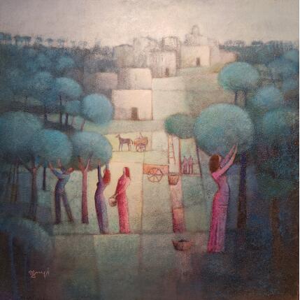 Painting AB17 by Burgi Roger | Painting Figurative Acrylic, Sand Landscapes, Life style