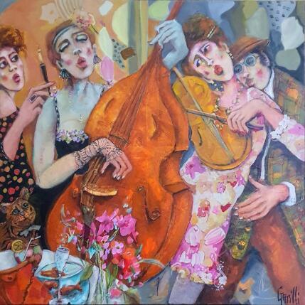 Painting Irrésistibles «jazz women» by Garilli Nicole | Painting Figurative Acrylic, Charcoal Life style
