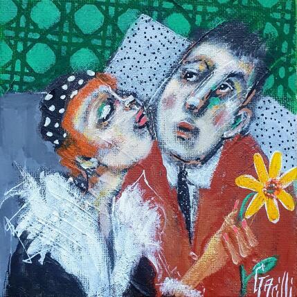 Painting Amourettes fleuries by Garilli Nicole | Painting Figurative Acrylic Life style
