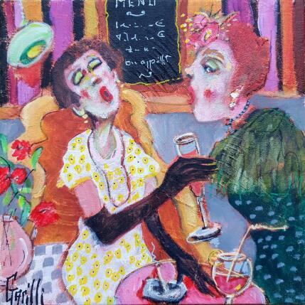 Painting élégants commerages.  by Garilli Nicole | Painting Figurative Acrylic Life style, Pop icons