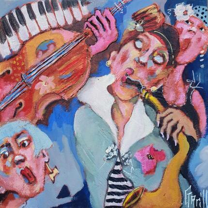 Painting swing at the blue club.  by Garilli Nicole | Painting Figurative Acrylic Life style, Pop icons