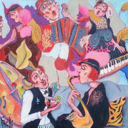 Painting le bonheur au rythme du blues by Garilli Nicole | Painting Figurative Acrylic Life style