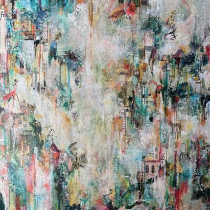 Painting Let's move together again by Bergeron Marie-Josée | Painting Abstract Acrylic, Gluing, Ink, Paper, Pastel, Posca