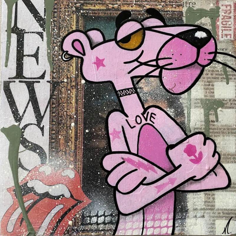 Painting new pink panther by Marie G.  | Painting Pop-art Acrylic, Gluing, Wood Pop icons