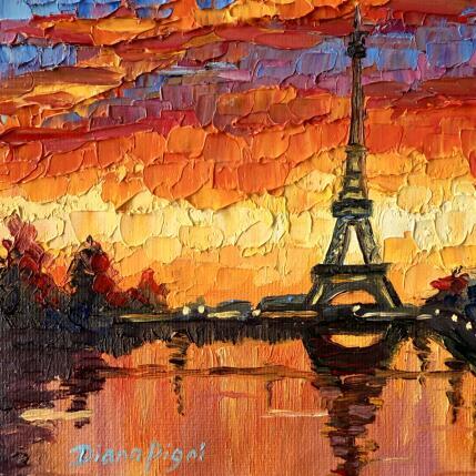 Painting Golden Hour in Paris by Pigni Diana | Painting Impressionism Oil Animals, Landscapes, Urban