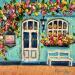 Painting Blooming Café Retreat by Pigni Diana | Painting Impressionism Landscapes Urban Architecture Oil