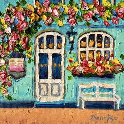 Painting Blooming Café Retreat by Pigni Diana | Painting Impressionism Oil Architecture, Landscapes, Urban