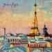Painting Parisian Rooftops by Pigni Diana | Painting Impressionism Urban Architecture Oil