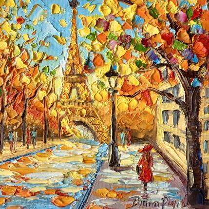 Painting Golden Leaves of Paris by Pigni Diana | Painting Impressionism Oil Architecture, Landscapes, Urban