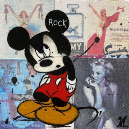 Painting F1  Mickey rock by Marie G.  | Painting Pop-art Acrylic, Gluing, Wood Pop icons