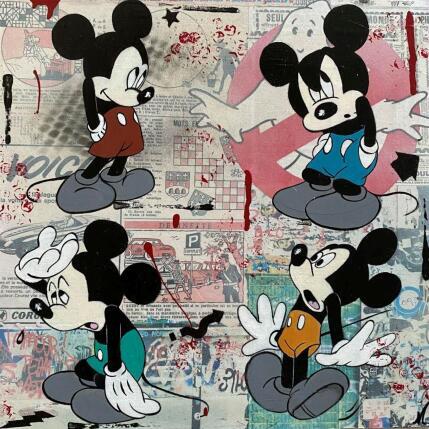 Painting F4  Mickey dans tous ses états by Marie G.  | Painting Pop-art Acrylic, Gluing, Wood Pop icons